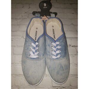 Nwt Ardene Size 9 Denim Blue Jean Yoga Mat Flat Lace Up Sneaker Shoes Women's